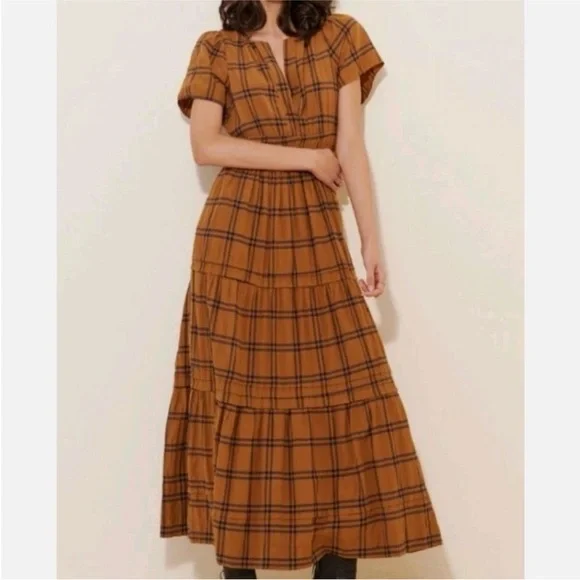 Brown and Navy Plaid Maeve Anthropologie Somerset - Picture 4 of 8